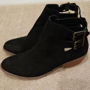 Black perforated booties
